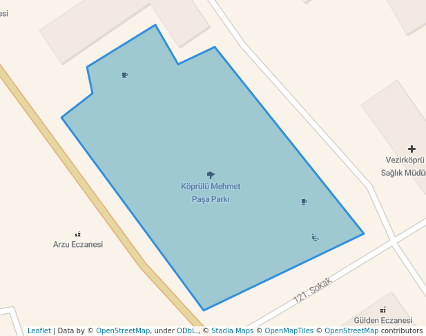 walking in Köprülü Mehmet Paşa Parkı map in Vezirköprü