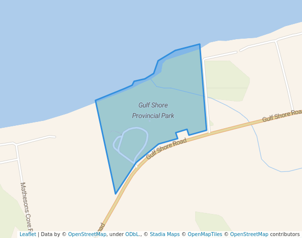 walking in Gulf Shore Provincial Park map in Pugwash