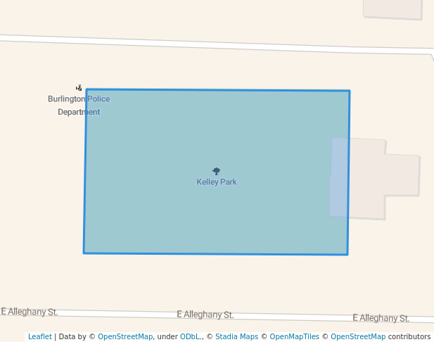 walking in Kelley Park map in Burlington