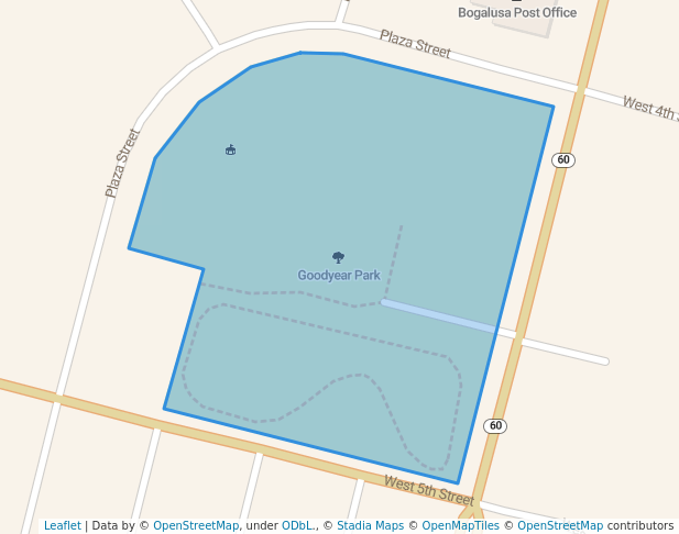 walking in Goodyear Park map in Bogalusa