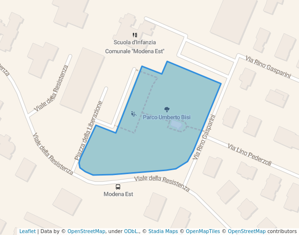 walking in Parco Umberto Bisi map in Modena