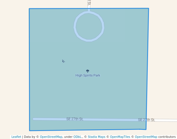 walking in High Spirits Park map in Del City