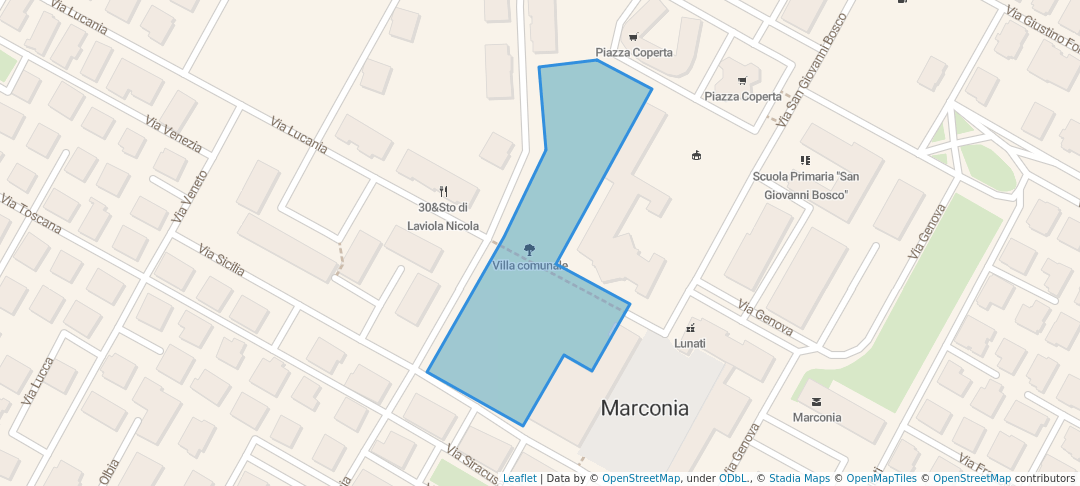 walking in Villa comunale map in Marconia