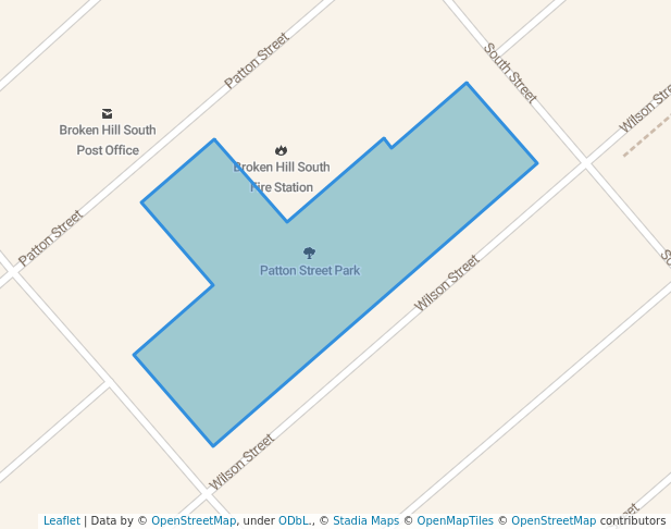 walking in Patton Street Park map in Broken Hill