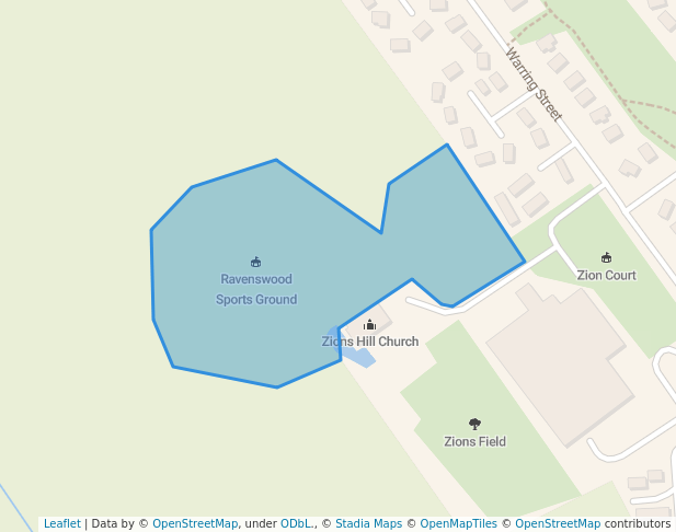 walking in Zions Field map in Ravenswood