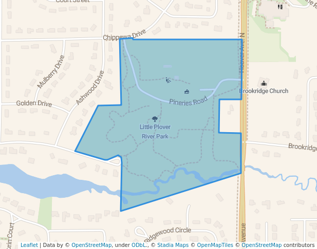walking in Little Plover River Park map in Plover