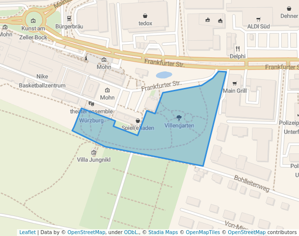 walking in Villengarten map in Würzburg