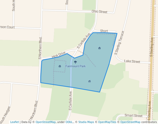 walking in Fairmount Park map in Sugar Creek