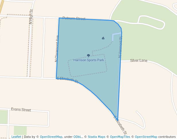 walking in Harrison Sports Park map in Sugar Creek