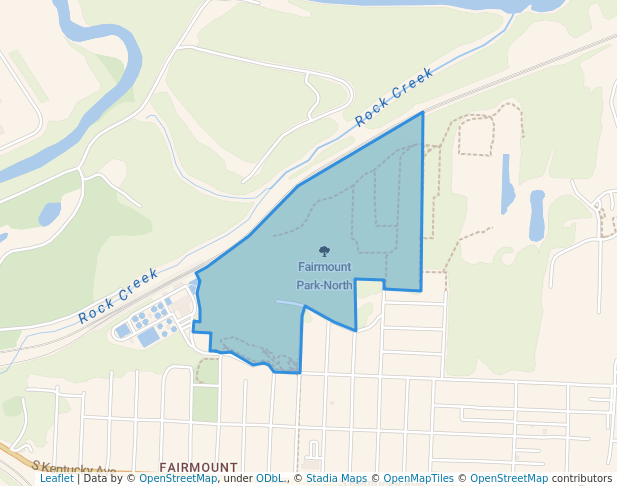 walking in Fairmount Park-North map in Sugar Creek