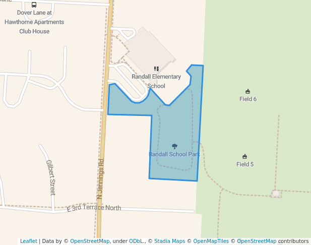 walking in Randall School Park map in Independence