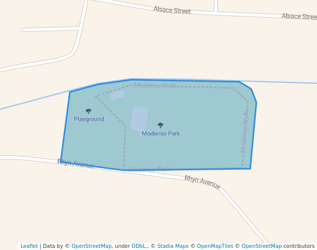 walking in Modenso Park map in Bloemfontein