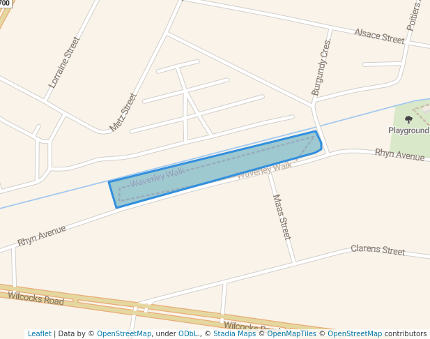 walking in Waverley Park map in Bloemfontein