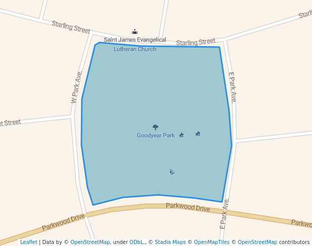 walking in Goodyear Park map in Brunswick