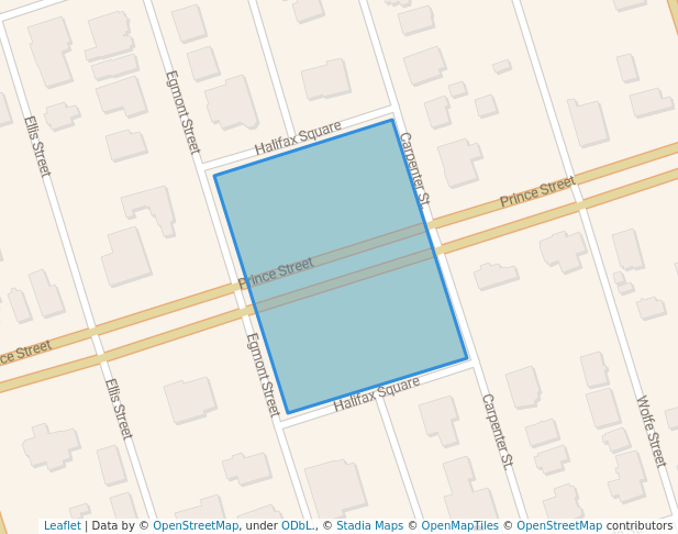 walking in Halifax Square map in Brunswick