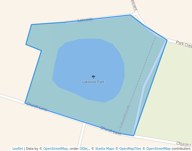 walking in Lakeside Park map in Doveridge