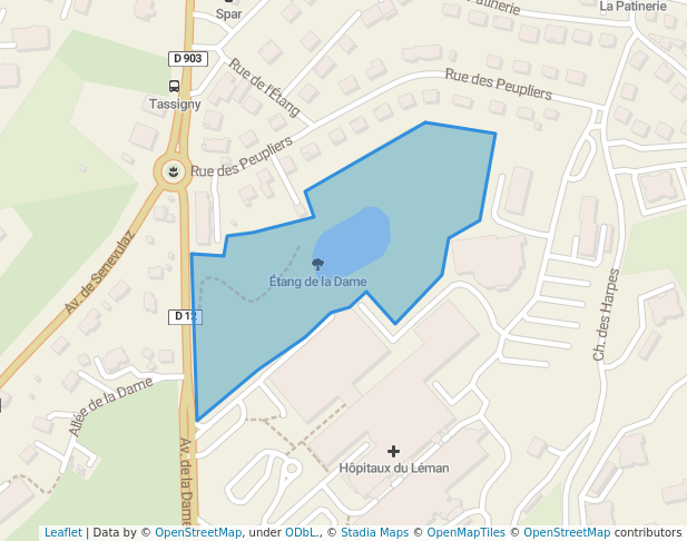walking in Étang de la Dame map in Thonon-les-Bains