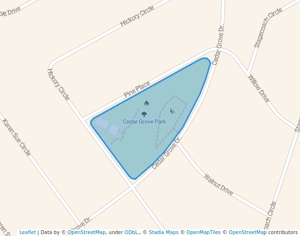 walking in Cedar Grove Park map in Copperas Cove