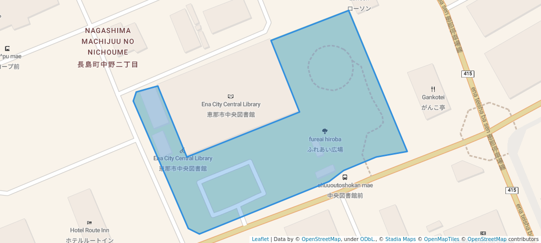 walking in ふれあい広場 map in Ena