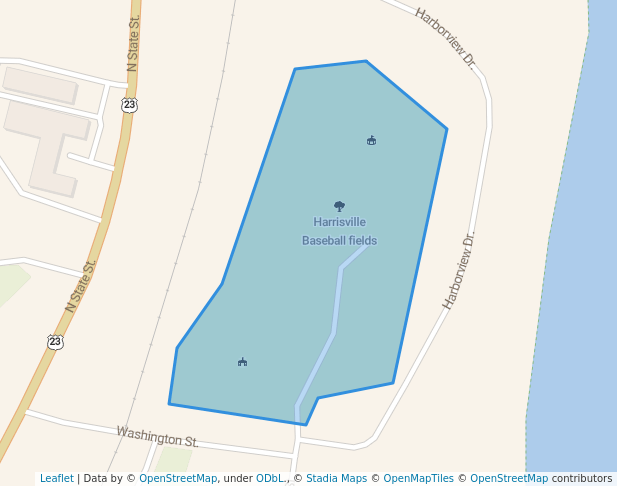 walking in Harrisville Baseball fields map in Harrisville