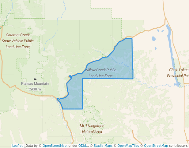walking in Willow Creek Public Land Use Zone map in Longview