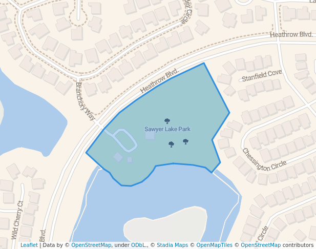 walking in Sawyer Lake Park map in Heathrow