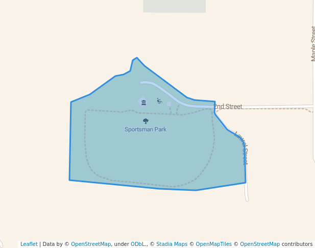 walking in Sportsman Park map in Johnson