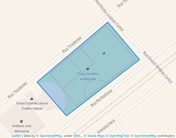 Praça Jucelino kubitschek in Três Rios | Map and Routes