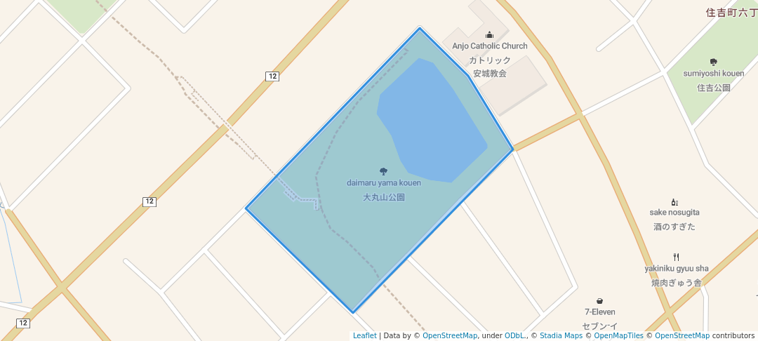 walking in 大丸山公園 map in Anjo