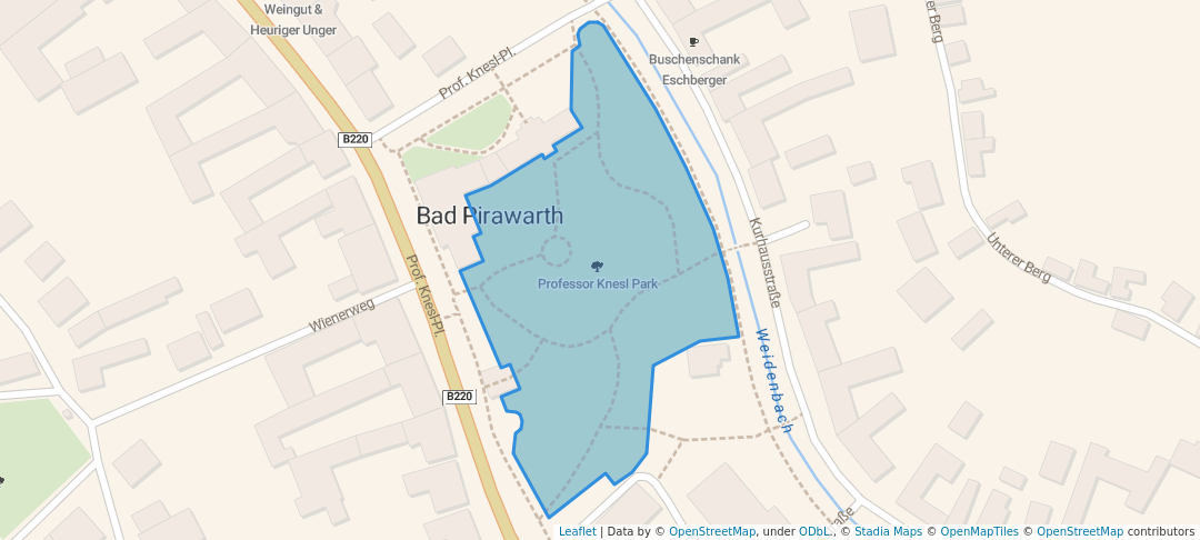 walking in Professor Knesl Park map in Bad Pirawarth