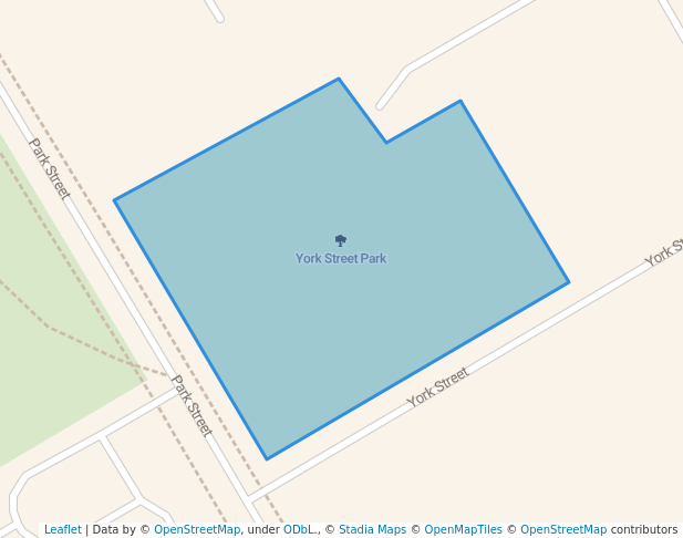 walking in York Street Park map in Orillia