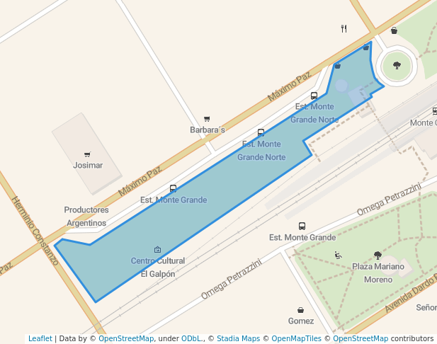 walking in Plaza Aráoz Alfaro map in Monte Grande