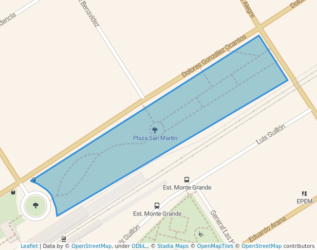 walking in Plaza San Martín map in Monte Grande