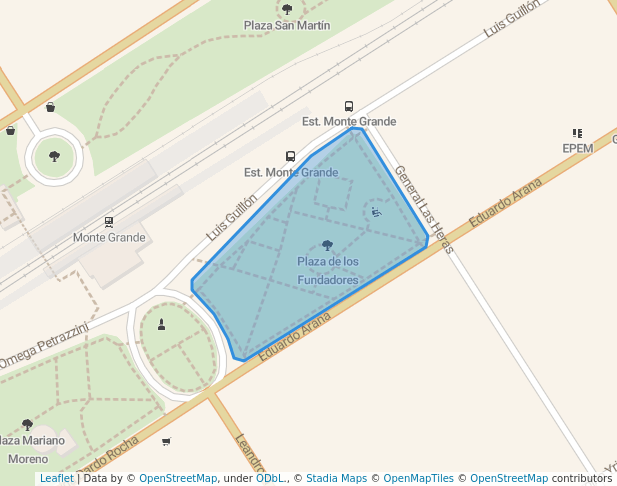 walking in Plaza de los Fundadores map in Monte Grande
