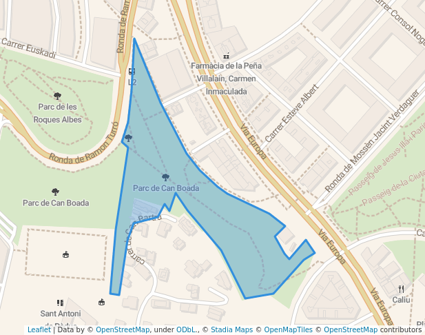 walking in Parc de Can Boada map in Mataró