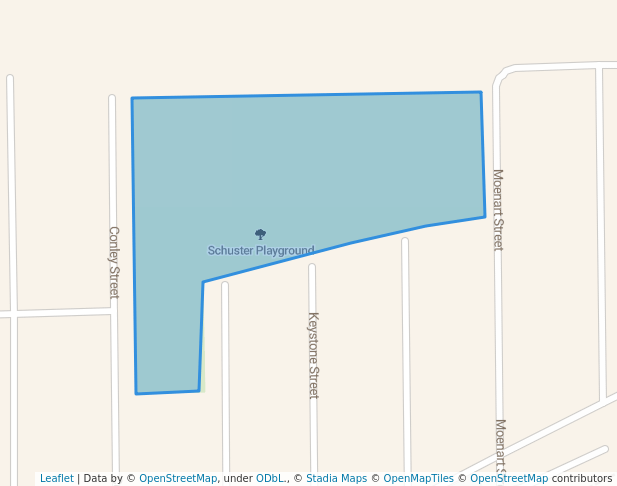 walking in Schuster Playground map in Hamtramck
