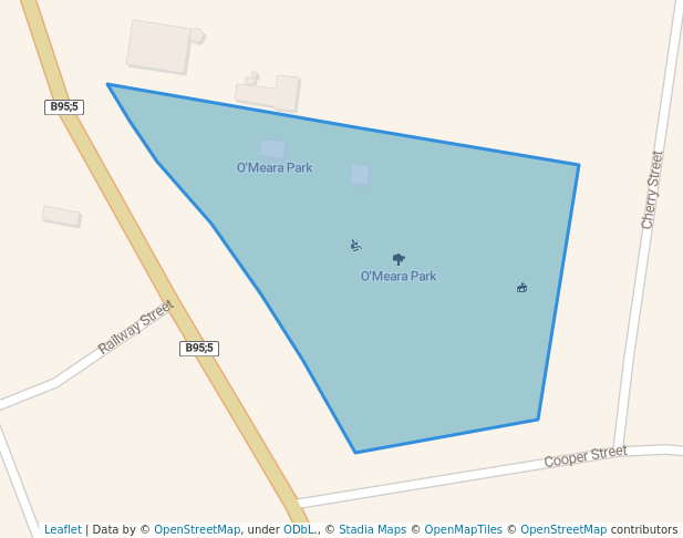 walking in O'Meara Park map in Barraba