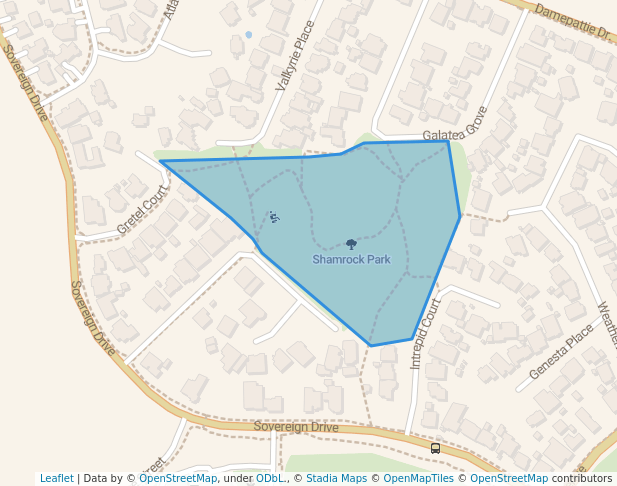 walking in Shamrock Park map in Two Rocks