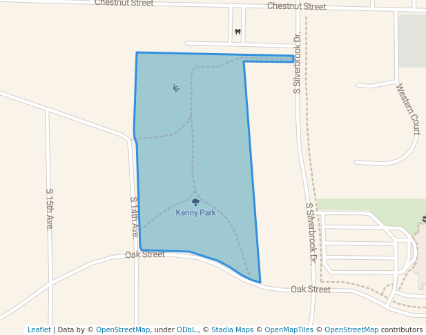 walking in Kenny Park map in West Bend