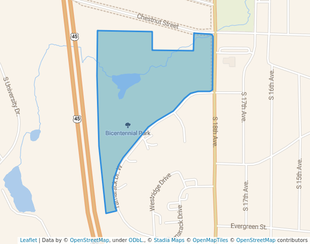 walking in Bicentennial Park map in West Bend