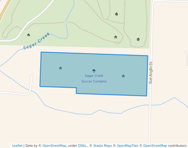 walking in Sager Creek Soccer Complex map in Siloam Springs