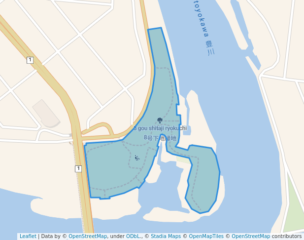 walking in 8号下地緑地 map in Toyohashi