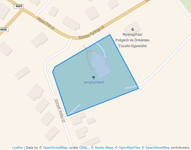 walking in templomkert map in Nyáregyháza
