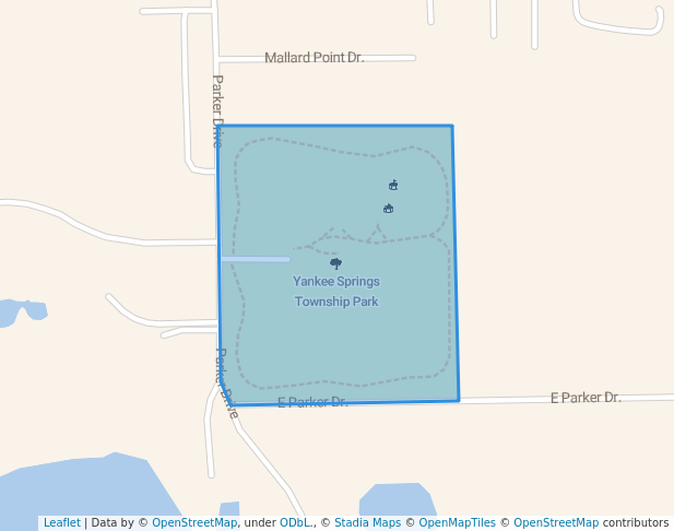 walking in Yankee Springs Township Park map in Wayland