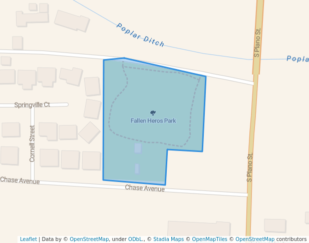 walking in Fallen Heros Park map in Porterville