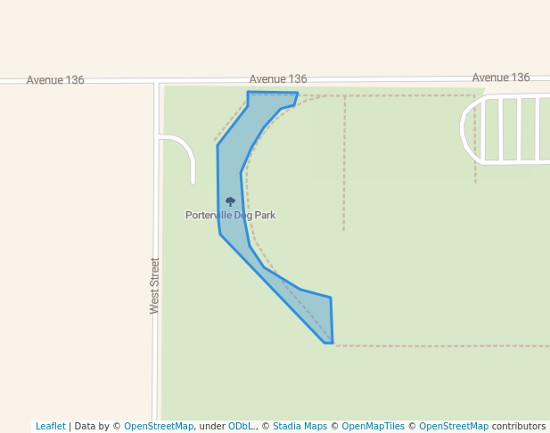 walking in Porterville Dog Park map in Porterville