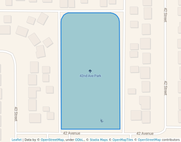 walking in 42nd Ave Park map in Stony Plain