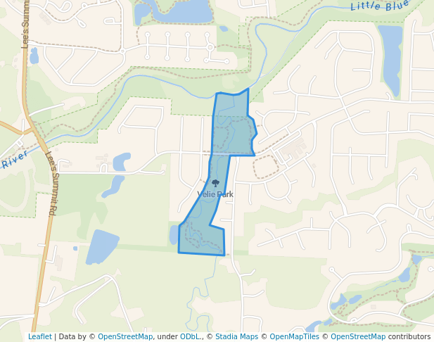 walking in Velie Park map in Lee's Summit