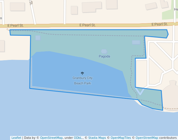 walking in Granbury City Beach Park map in Granbury