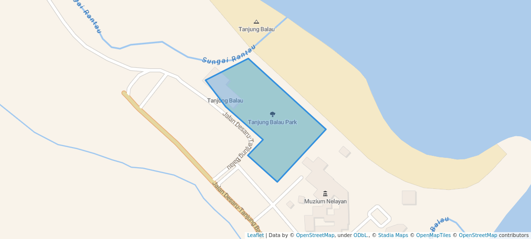 walking in Tanjung Balau Park map in Bandar Penawar